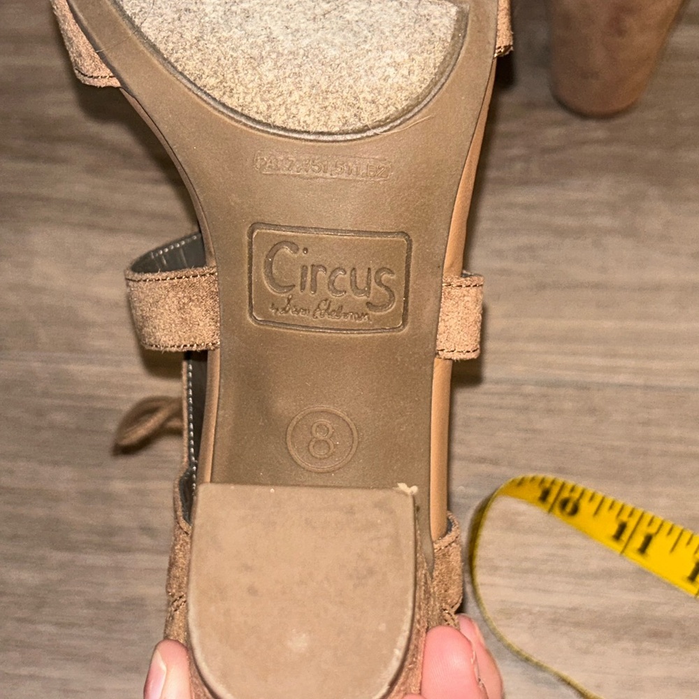 Circus Sam Edelman Brown Emilia Lace Up Block Heel Vegan Suede Size 8 - Picture 7 of 8
